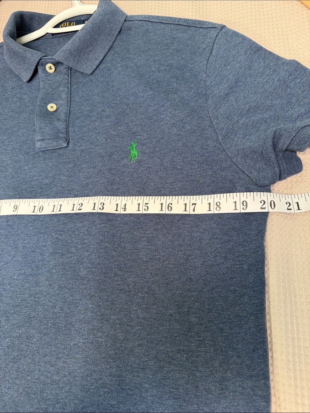 Polo Ralph Lauren sz M 100% cotton short sleeve polo blue w green pony
